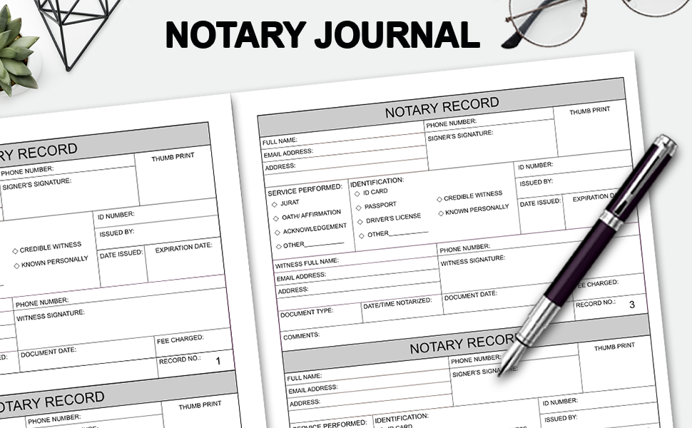 Notary Journal Log Book Notary Public To Record Notarial Acts 11 x 8.5