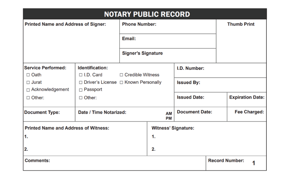 Notary Journal Official Notary Log Book to Record 400 Notarial Acts