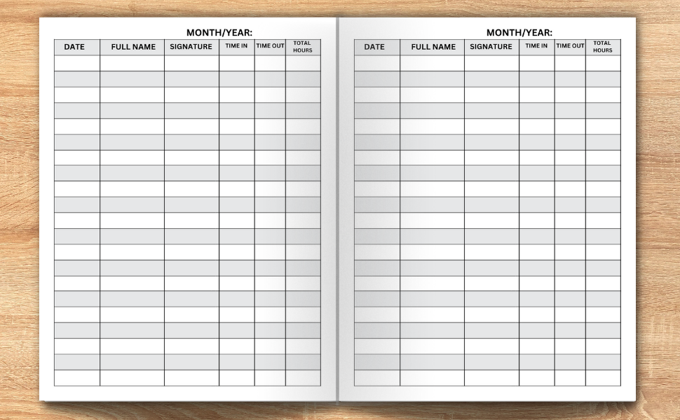 Employee Sign In Book: Employee Time Sheet In and Out Log Book, Staff ...