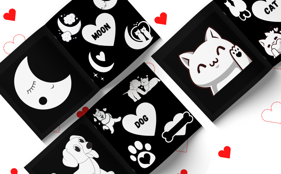 My First Valentine's Day High Contrast Baby Book For Newborns 012 Months Cute Simple Black