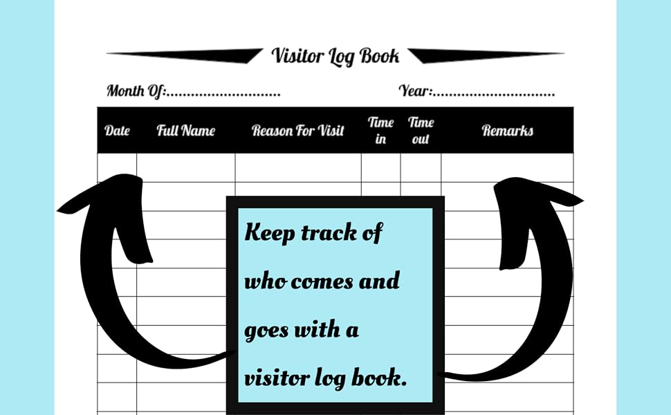 Visitor Log Book Visitors SignIn And Out Logbook For Business, office