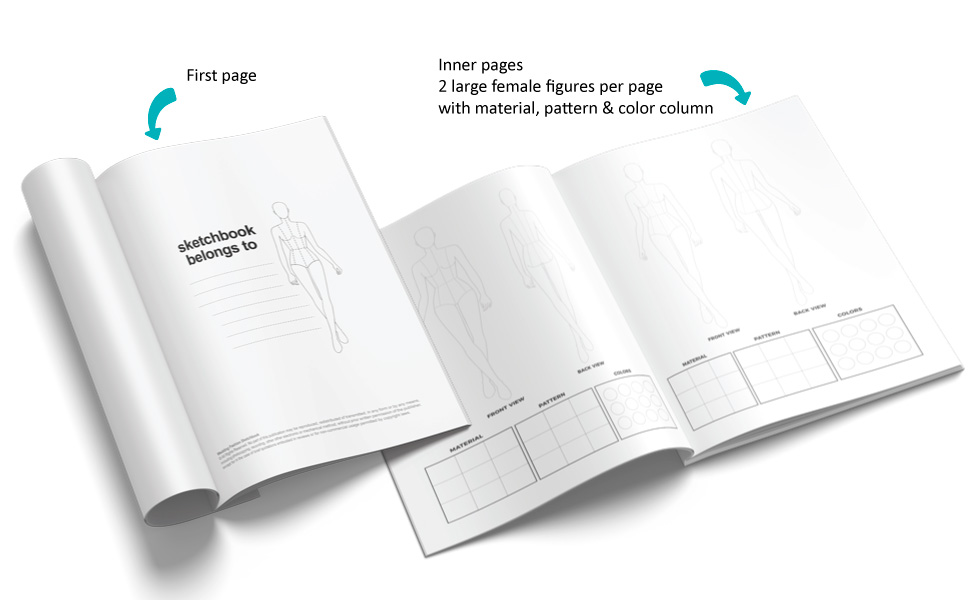 Inner pages of bridal fashion sketchbook