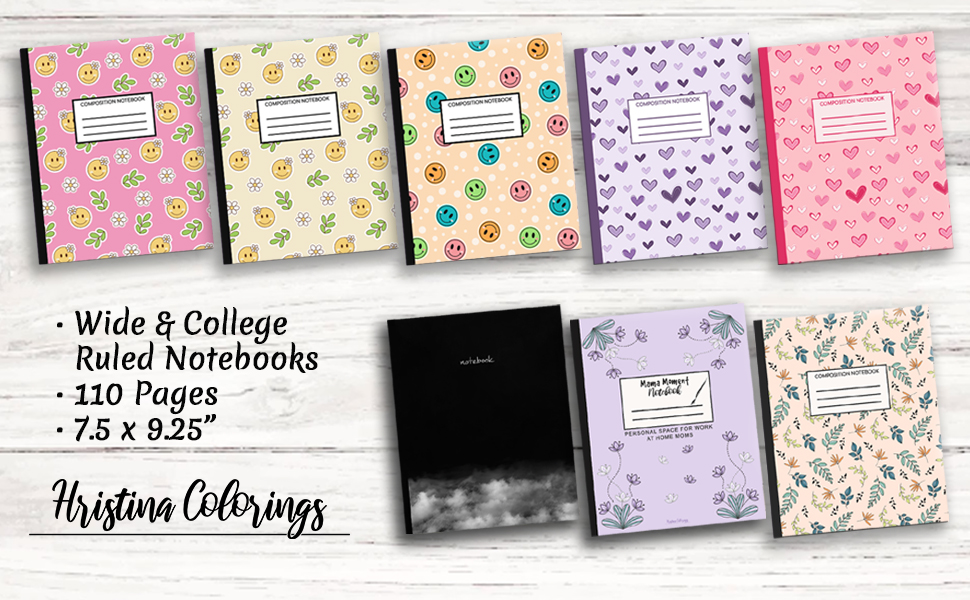 Hearts Composition Notebook Cute Pink Hearts Wide Rule Notebook For