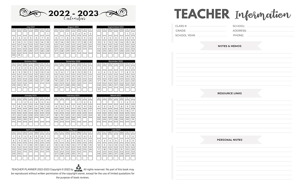 Teacher Planner 20222023 Lesson & School Class Plan for