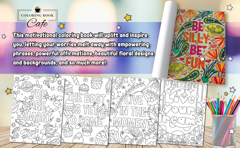 Inspirational Words coloring, adult coloring books, Uplifting Phrases coloring book, colouring books
