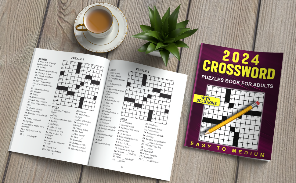 2024 Crossword Puzzles Book For Adults With Solution Easy To Medium