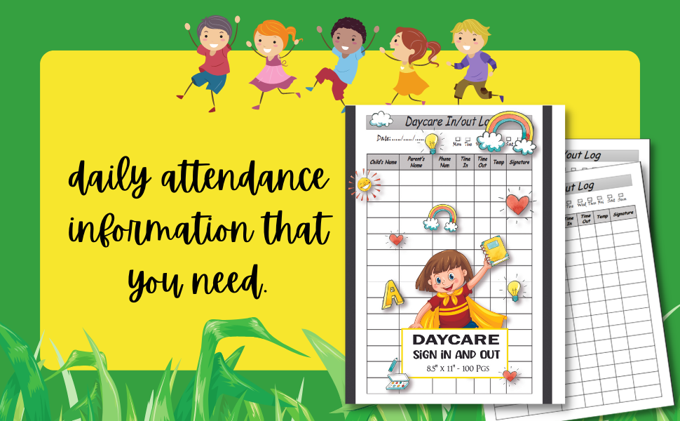 Daycare Sign In And Out LogBook Childcare Attendance Log Book /Daily