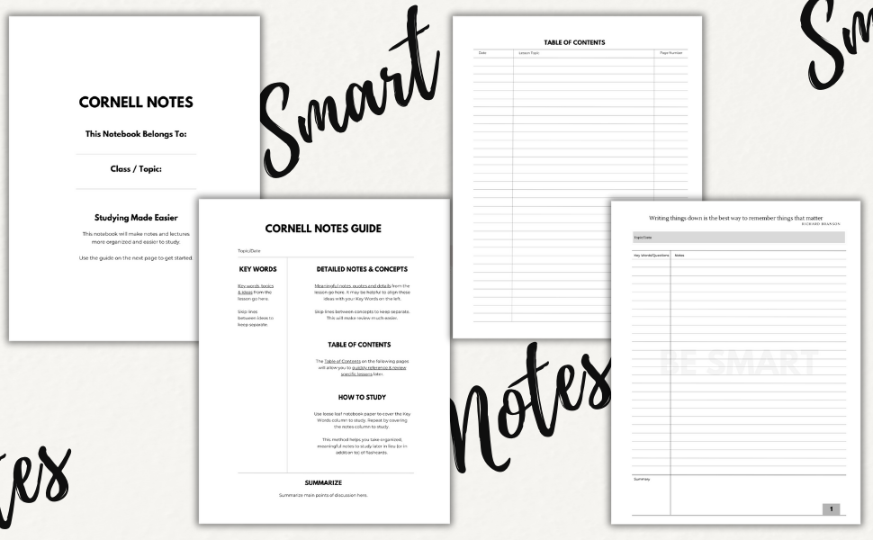 Cornell Notes Notebook Smart Notes. The Intelligent Note