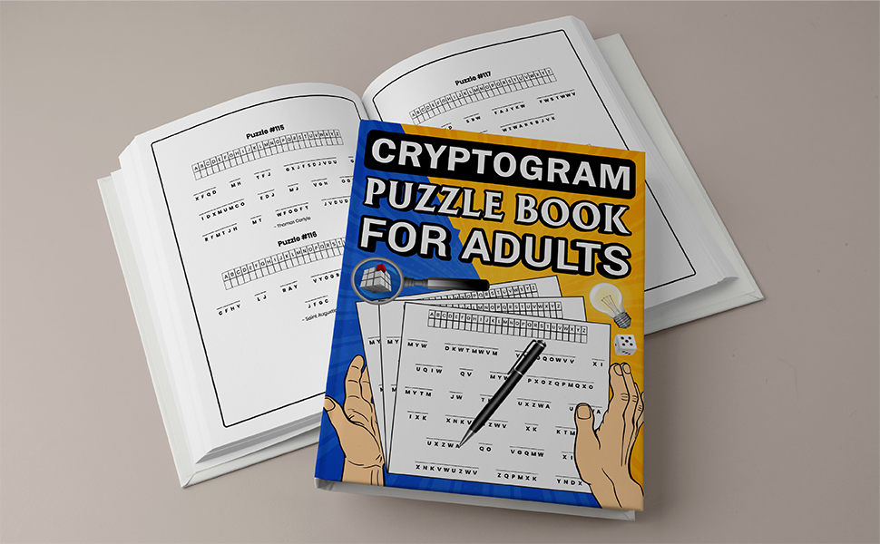 Cryptogram puzzle book for adults A Brain Teasers Positive Crypto quotes book to Improve Memory