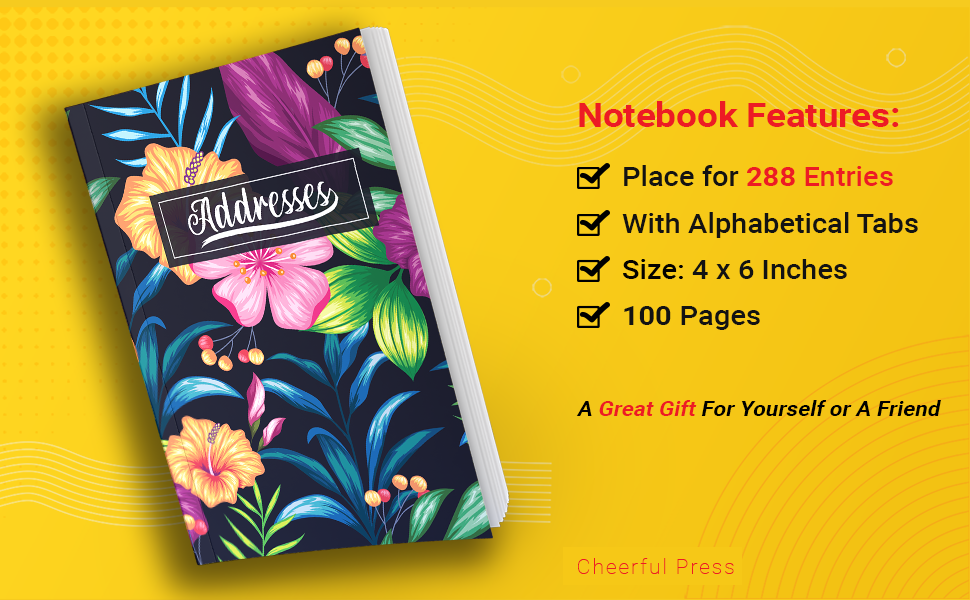 Addresses Pretty Floral Design With 280+ Entries, Pocket or Purse Size