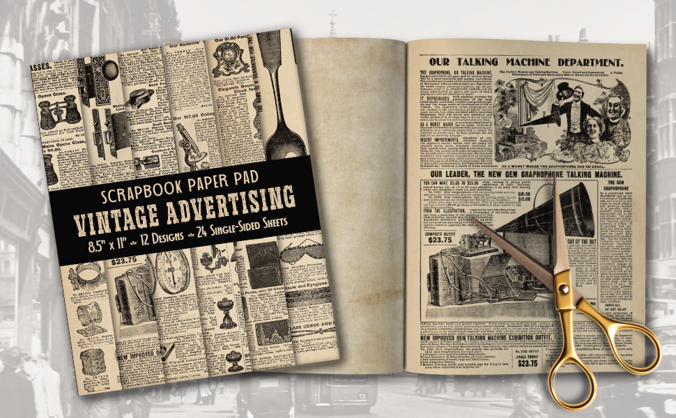 値下げMade in U.S.A. catalog & Scrapbook Amazon.com: Vintage Advertising Scrapbook Paper Pad 8.5 x 11