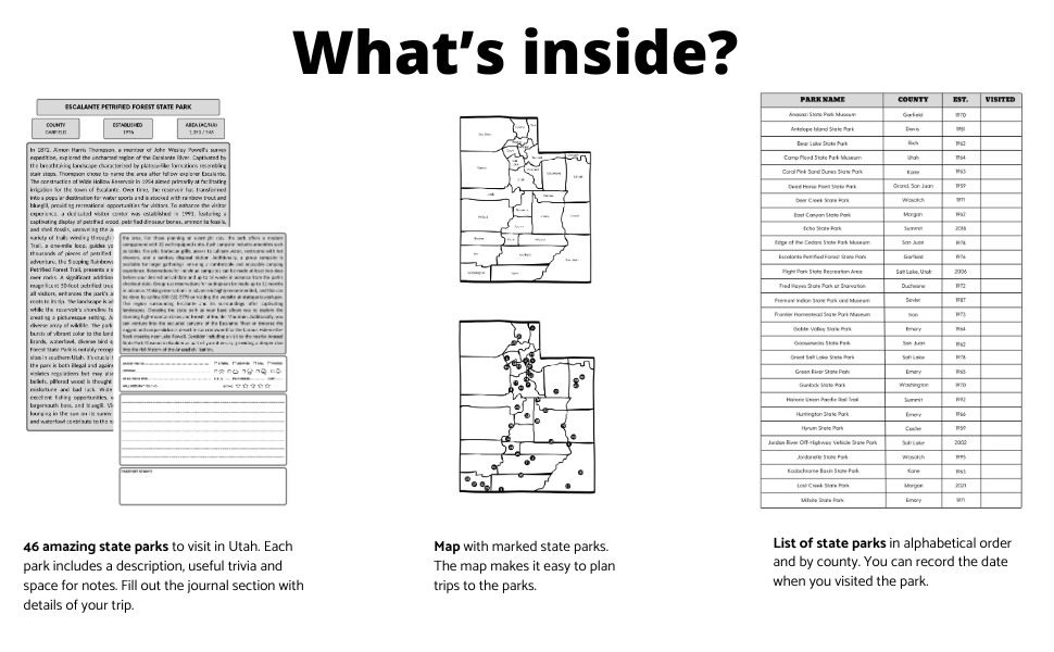 Utah state parks bucket list adventure guide log book