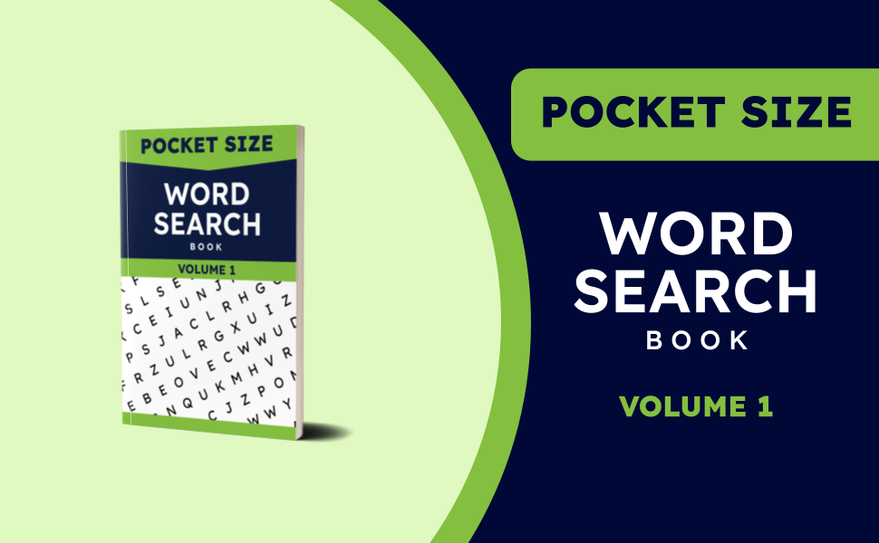 Pocket Size Word Search Book, Volume 1 100 Mini Puzzles Small, Compact for Travel