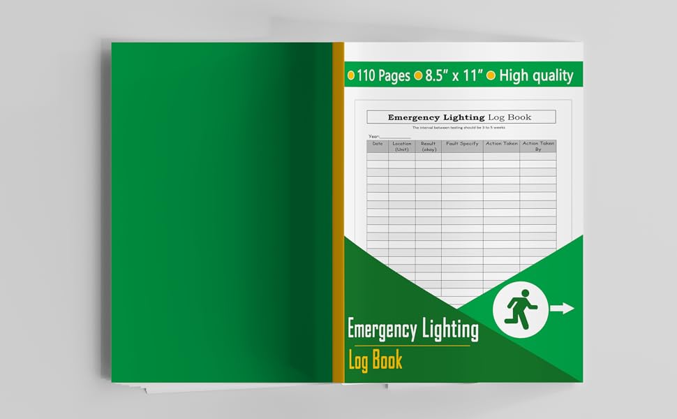 Emergency Lighting Test Log Book Emergency Lighting Inspection Book/ Emergency Light Register