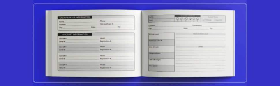 drone flight log book interior