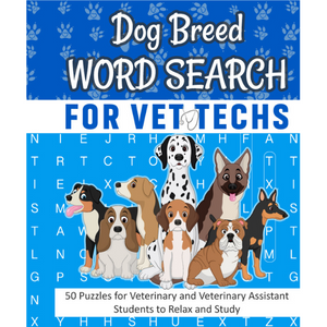 Dog Breed Word Search for Vet Techs, Vet Assistants and Veterinary Students