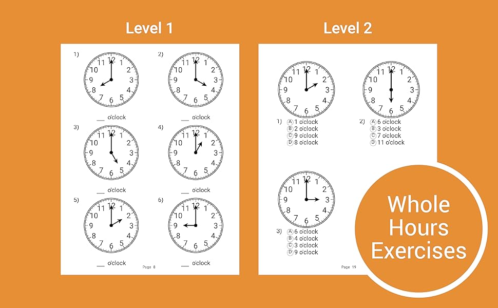 Telling Time Workbook Grade 1 Analog Clock Practice Sheets for Kids Ages 67 Hours, Half