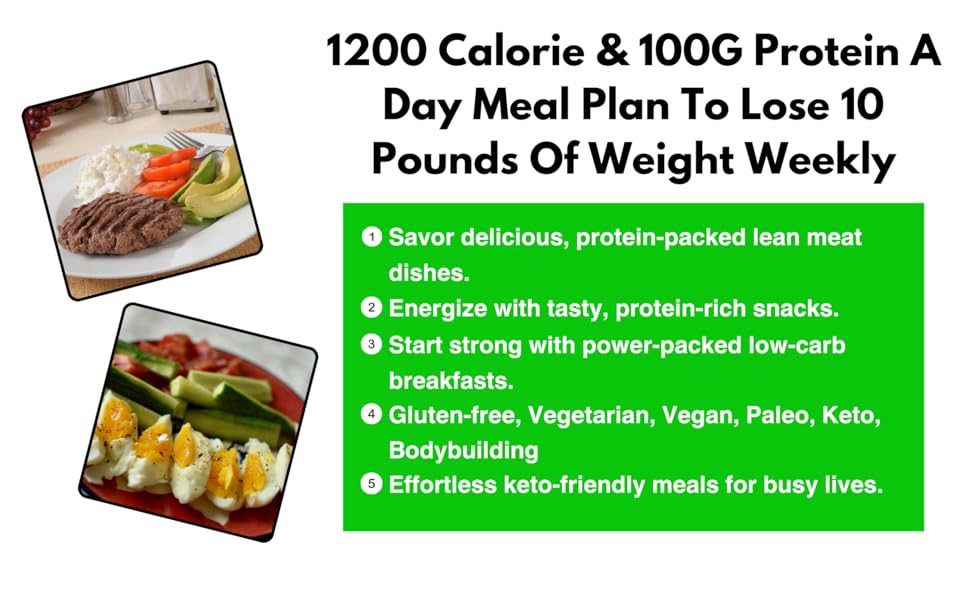 Low Calorie High Protein Low-Carb Diet:1200 Calorie & 100G Protein A Day Meal Plan  Weekly 2