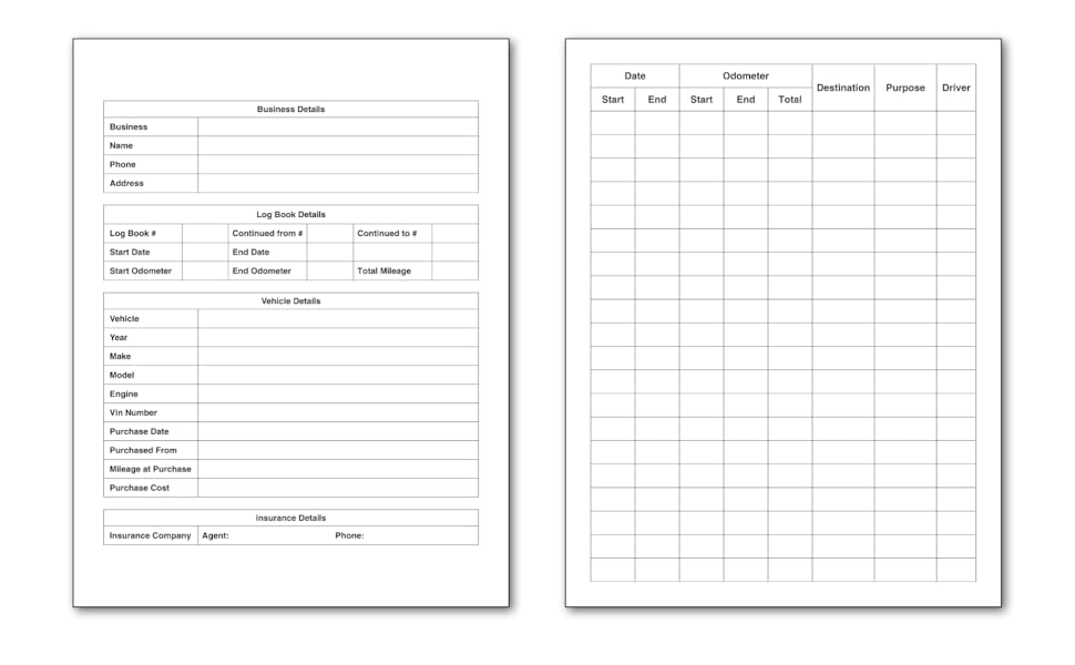 Mileage Log Book Mileage Record Logbook for Taxes Track