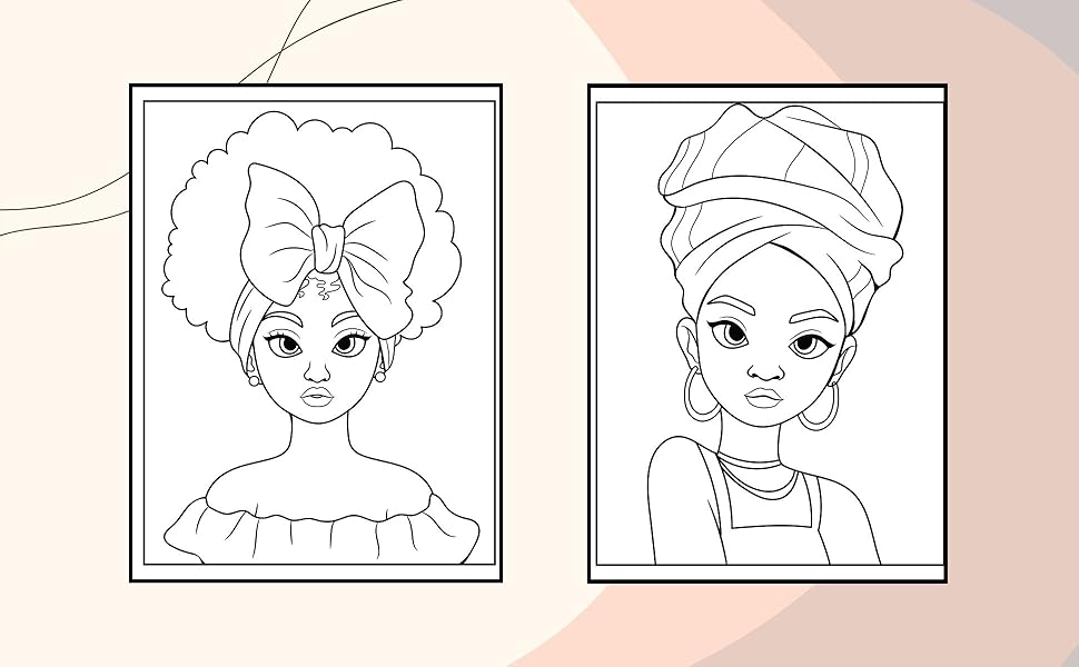 Beautiful Afro Black Girls: Coloring Book, Pretty Portraits and Hairstyles for Kids, Teens, Adults 