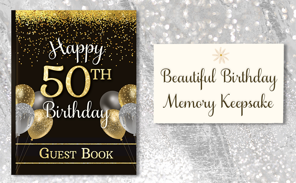Happy 50th Birthday Guest Book Party SignIn Book for