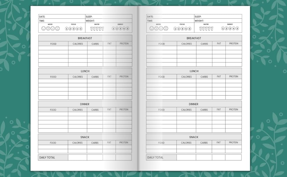 Calorie Tracker Journal Daily Food Intake Log Calorie Counter Book