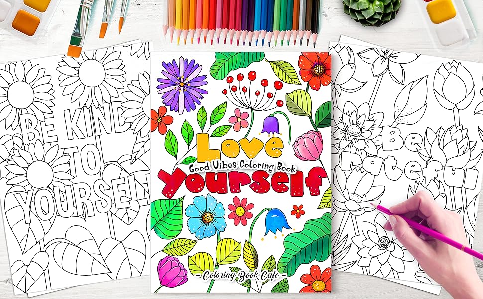 Inspirational Words coloring, adult coloring books, Uplifting Phrases coloring book, colouring books