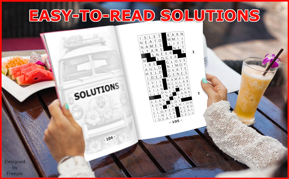 Lady with beverage looking crossword puzzle solutions