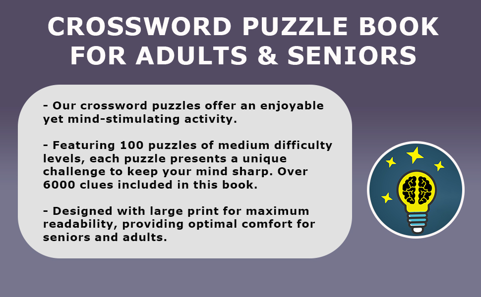 Medium Crossword Puzzle Books For Adults Large Print 100