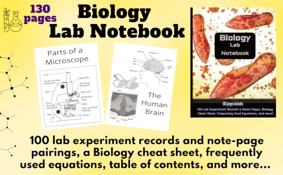 Biology Lab Notebook: for school laboratory experiments, and practice ...