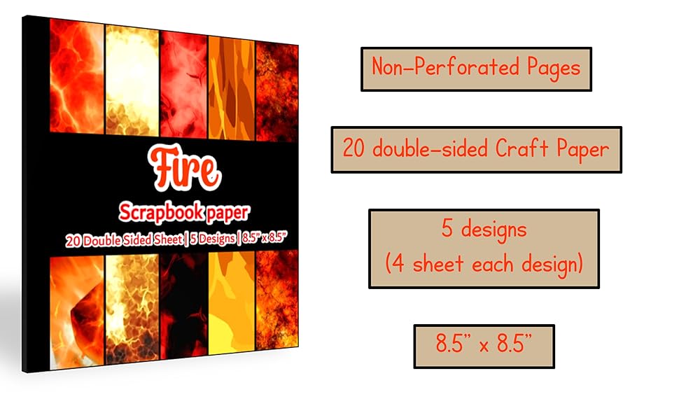Fire Scrapbook Paper Fire Themed Background Craft Paper Pad 5