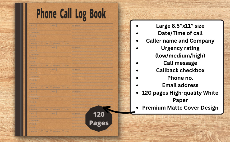 Phone Call Log Book Telephone Message Book with Over 590 Call Log