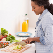 Woman cooking healthy foods