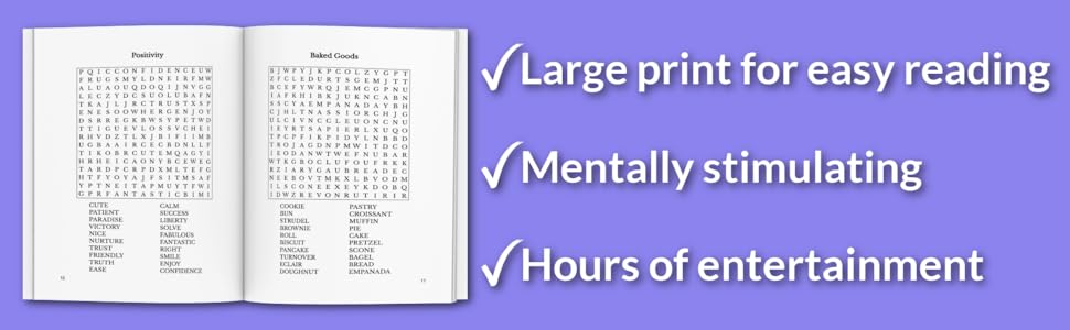 Large print, mentally stimulating, & hours of entertainment