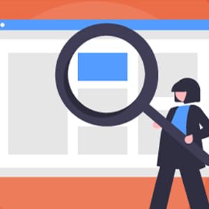 Someone with a magnifying glass trying to find ways to drive traffic to their affiliate offers