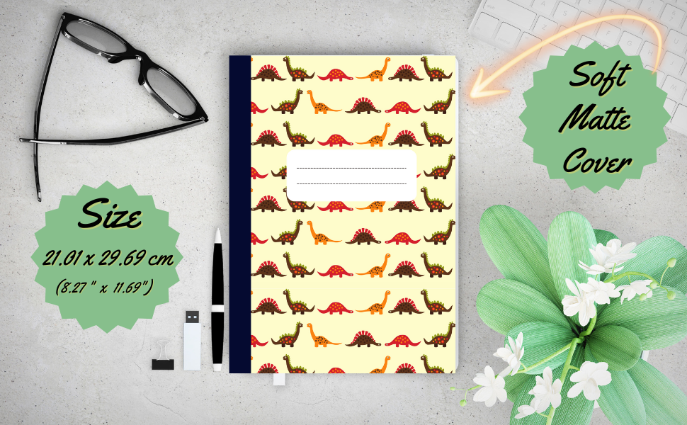 Half Lined Half Blank Exercise Book A4 Wide Ruled Notebook, 100 Pages