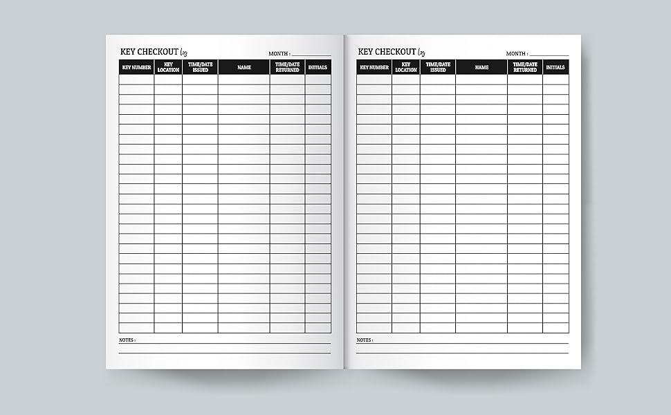 Key Control Log Book Sign Out & Sign in Key Register Log Book for