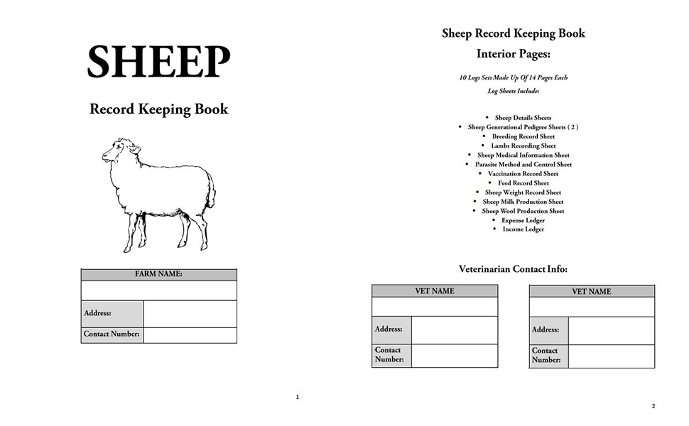 Sheep Record Keeping Logbook For Keeping Track of your Cattle Stock