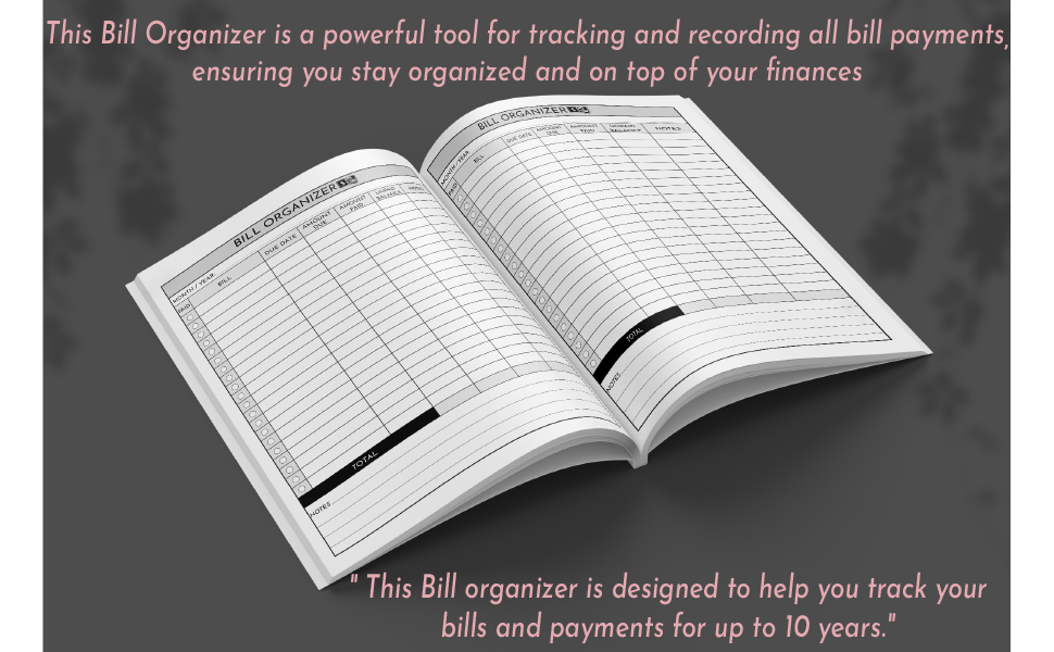 Bill Organizer Bill Payments Organizer Bill and Expense Tracker Monthly Bill Payment