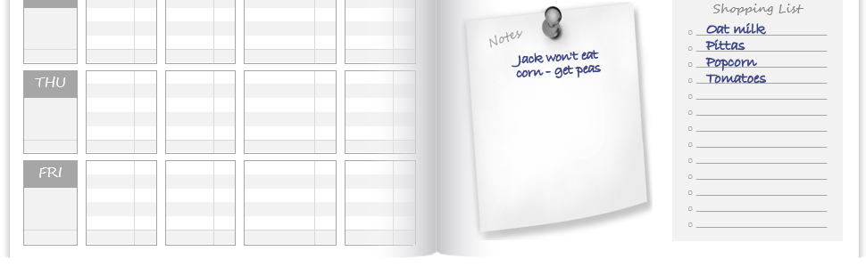 internal image of weekly meal planner