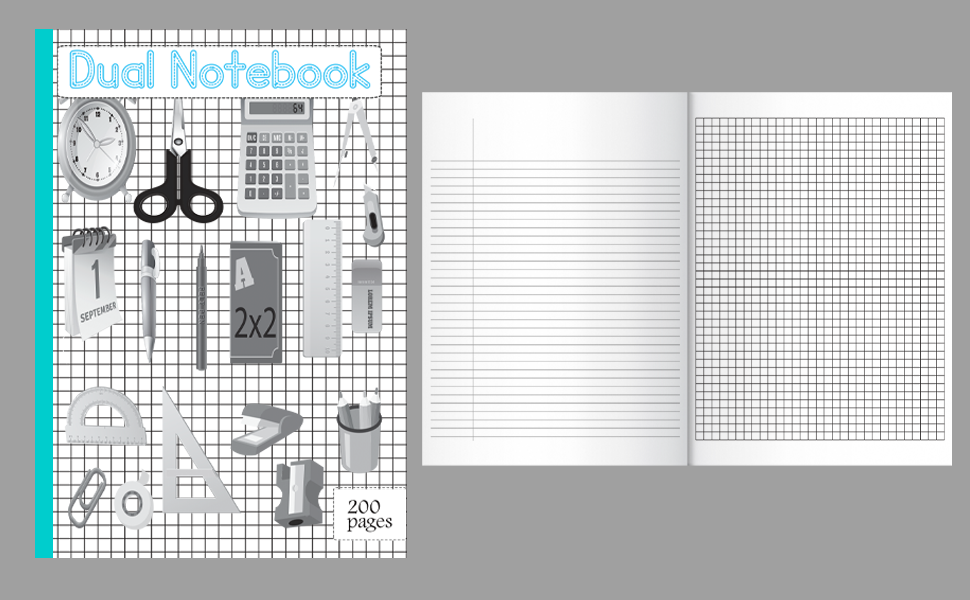 Dual Notebook: Graph & Lined paper notebook for mathematicians ...