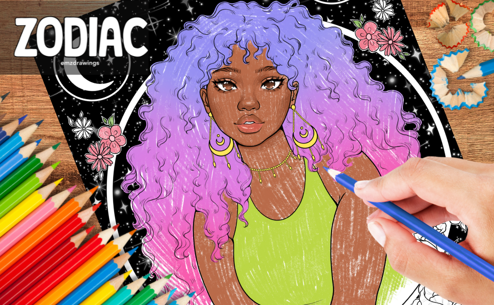 Zodiac Coloring Book For Adults and Teens... by Ziomek, Emilia