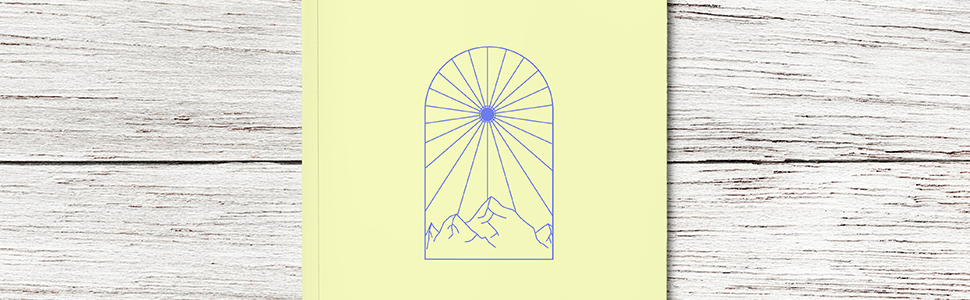 Yellow Boho inspired - line art sun mountains