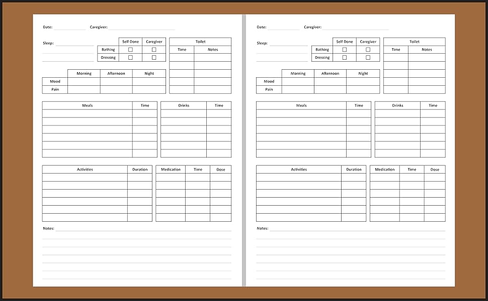 Caregiver Log Book A Daily Journal to Record & Keep Track of Activities, Meals, Medication