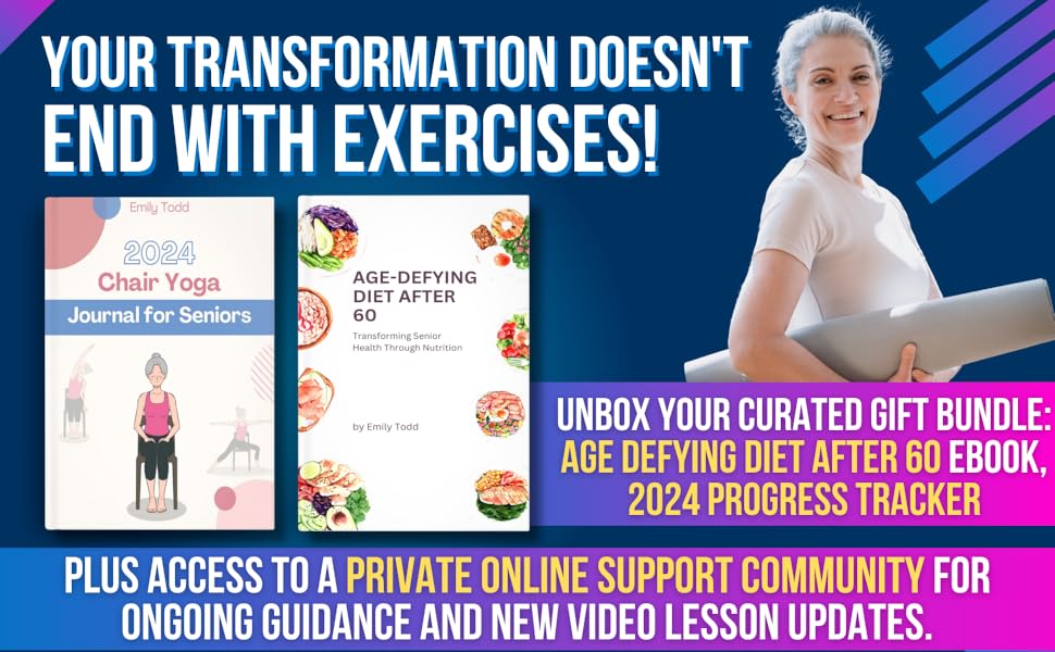 bundle inside with senior nutrition guide and 2024 chair yoga progress tracker for best result