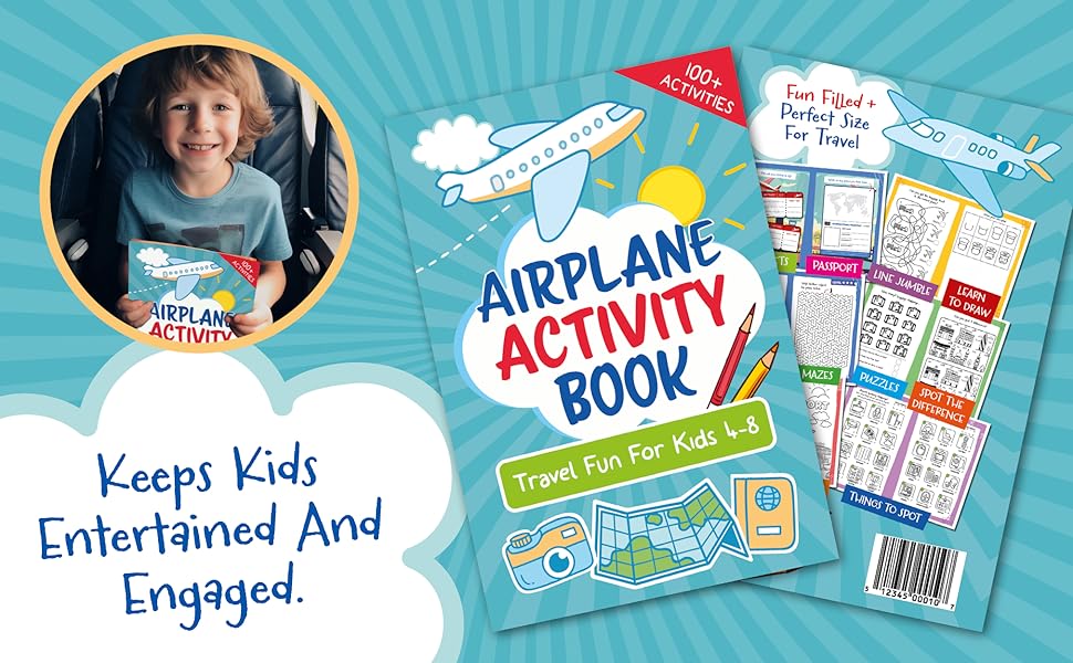 Airplane Kids Travel Activity Book for Holiday - Wonder Wide