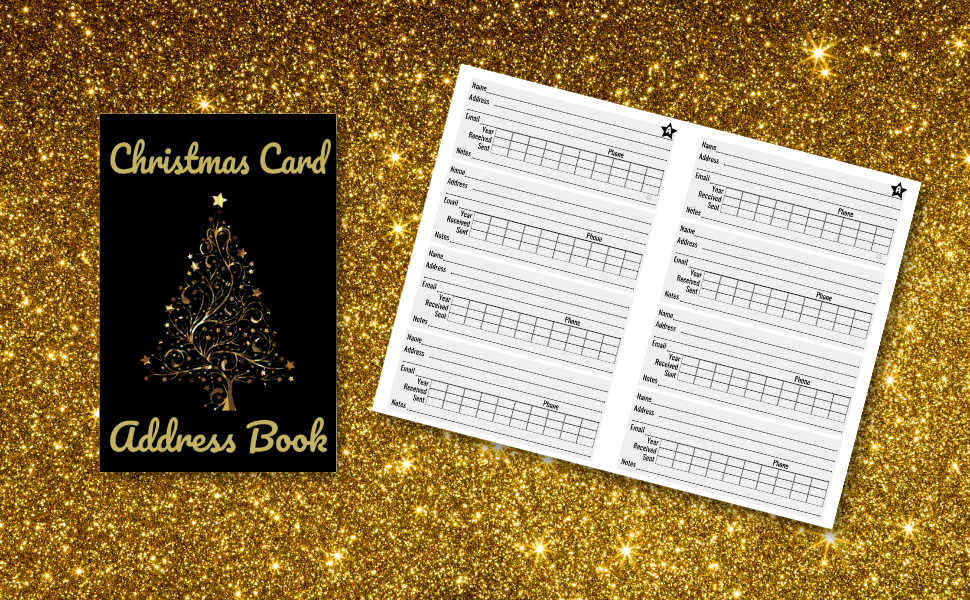Christmas Card Address Book Hard Cover 10 Year Holiday Card Tracker