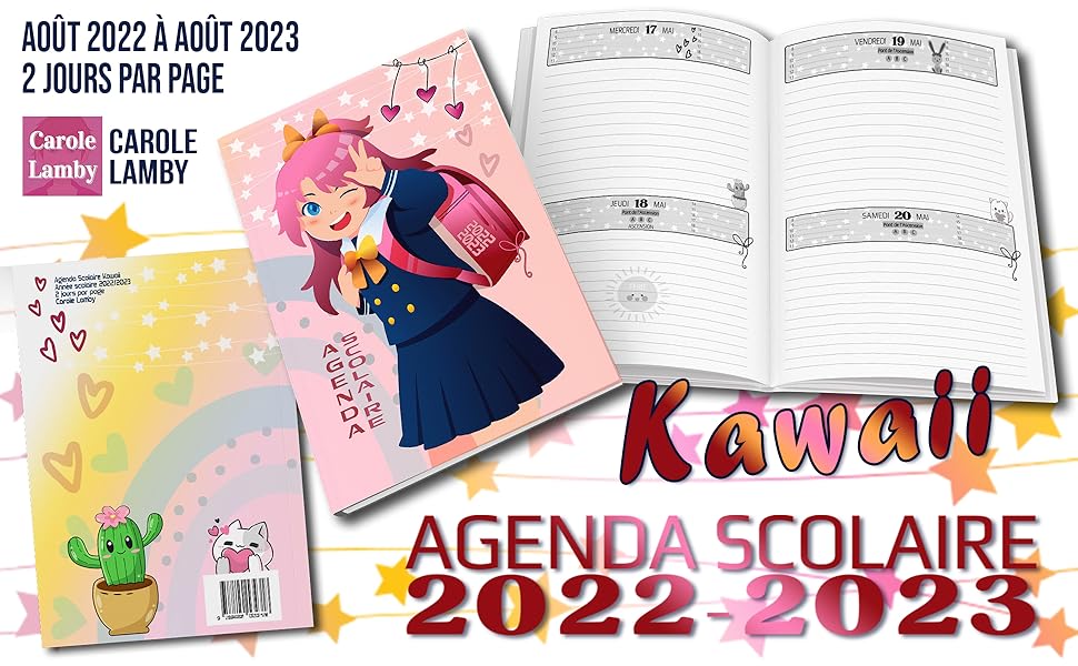 Idée Page De Garde Agenda Scolaire Customisée Ado Fille Agenda scolaire Kawaii 2022 2023 : Jeune fille Kawaï: Fourniture