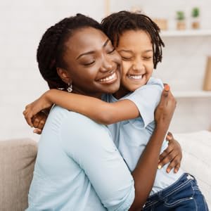 Mom and child hugging