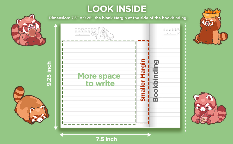 LeftHanded Notebook the book's spine on the "Right" Red Panda